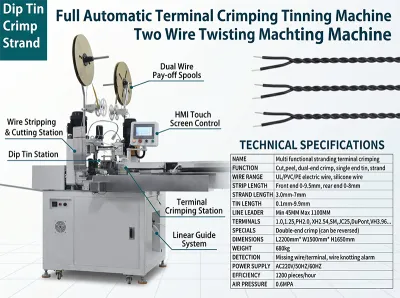 Mesin Crimping Terminal Otomatis Penuh, Mesin Pelilit Kawat Dua Kawat JW-WTT Thumb