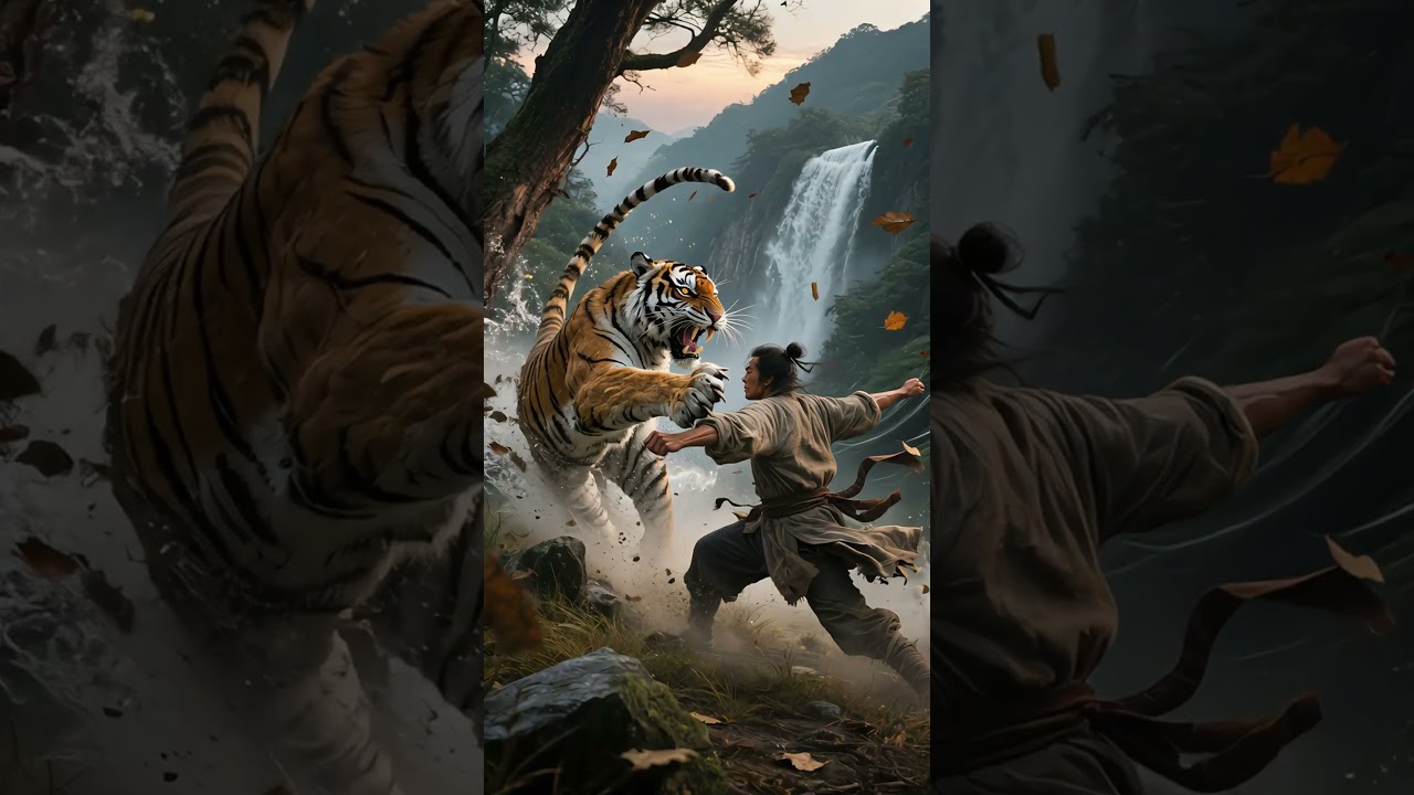 Pertarungan Sengit Wu Song Melawan Harimau di Arena
